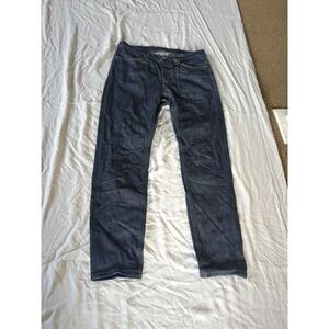 ASKET Slim Raw Denim Jeans Button Fly Sz 30 Dark‎ Wash Blue 30X28 Italy Made